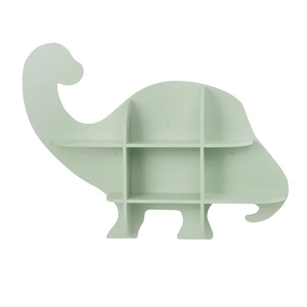 Étagère Murale Flottante en Forme de Dinosaure pour Enfants Bibliothèque en Bois à 2 Niveaux Étagère Murale Vert